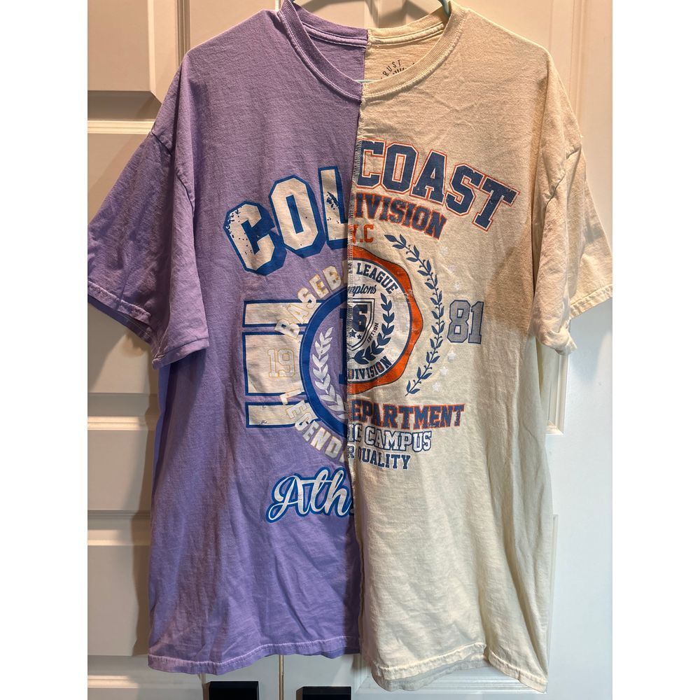 Trust The Universe Split Color Block Athletic T-Shirt Varsity College Style XL